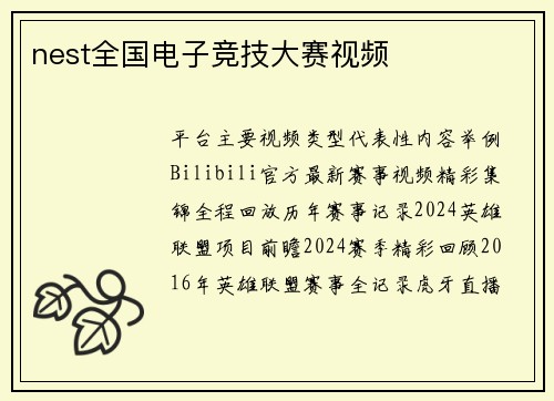 nest全国电子竞技大赛视频